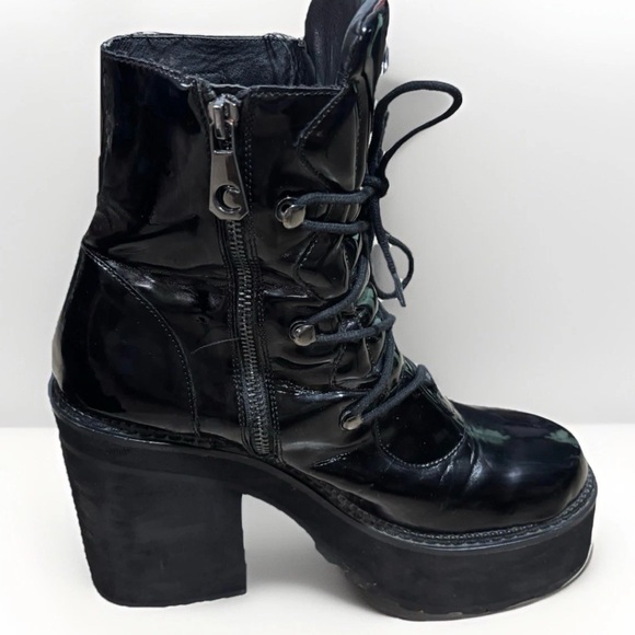 KillStar Broom Rider Black Combat style Boots with Moon Detail Womens  Sz 11 - Picture 10 of 10